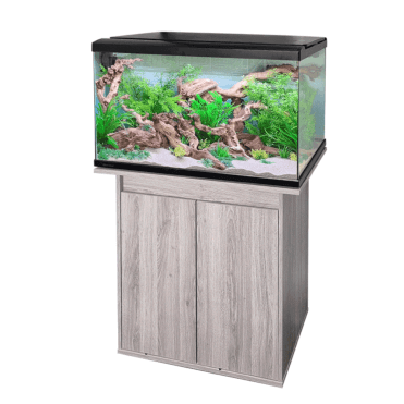 Aquaone Lifestyle 125 - Aquarium Black & Cabinet Grey Arizona Oak Set Bundle