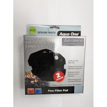Aqua One Aquis 550/750 Fine Filter Pad 402s - 2 Pack - Black