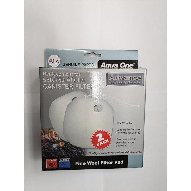 Aqua One  Aquis 550/750 Fine Wool Filter Pad 401w - 2 Pack - White