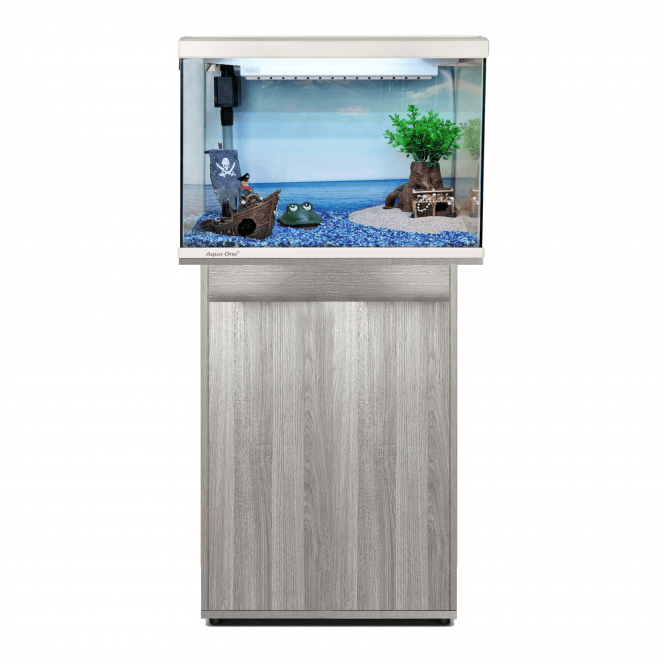 Aqua One  Lifestyle Classic 72 White Aquarium & Grey Arizona Oak Cabinet