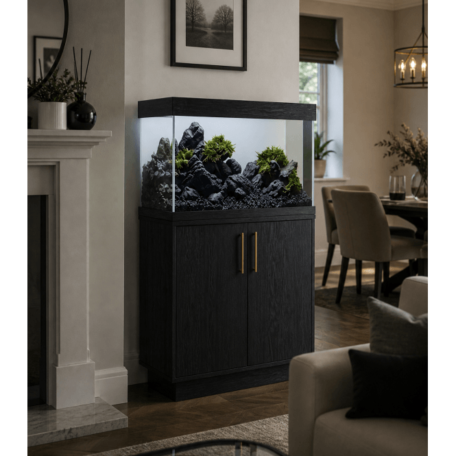 Aqua One  OakStyle 145L - Aquarium & Cabinet - Black Obsidian Smoked Oak