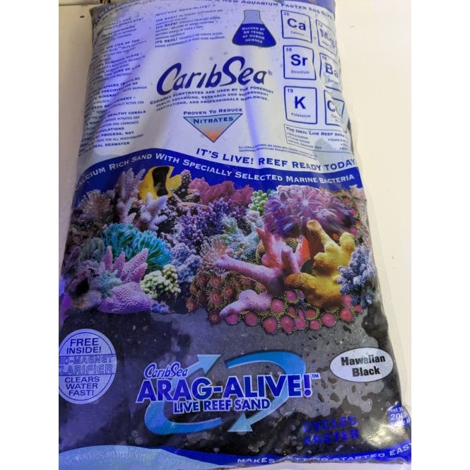 CaribSea  Arag Alive Hawaiian Black Live Sand 20lb (9.07kg)