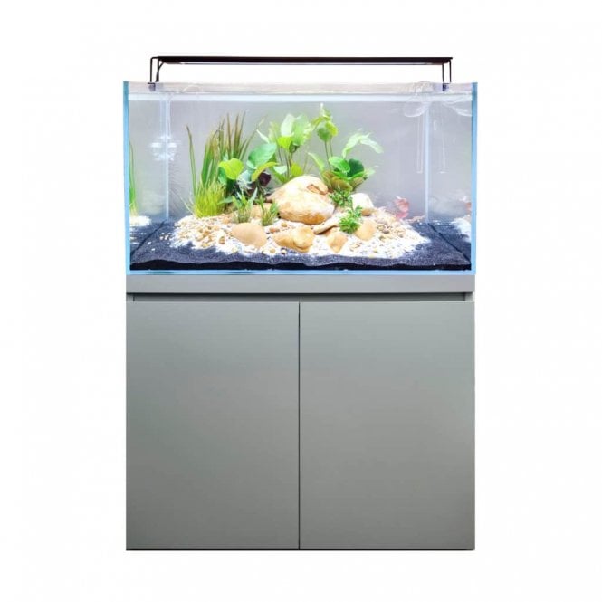 Fluval Visi-White 90 Kit - Aquarium and Cabinet - Dusty Grey/Hunton Oak