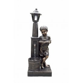 Boy Reading at Lamp