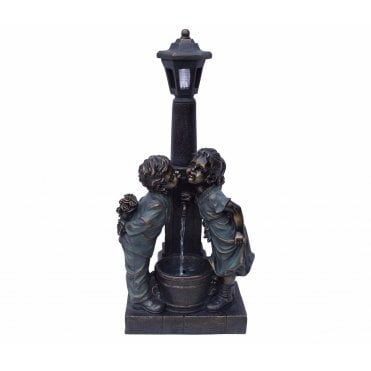 Kissing Boy & Girl at Lamp
