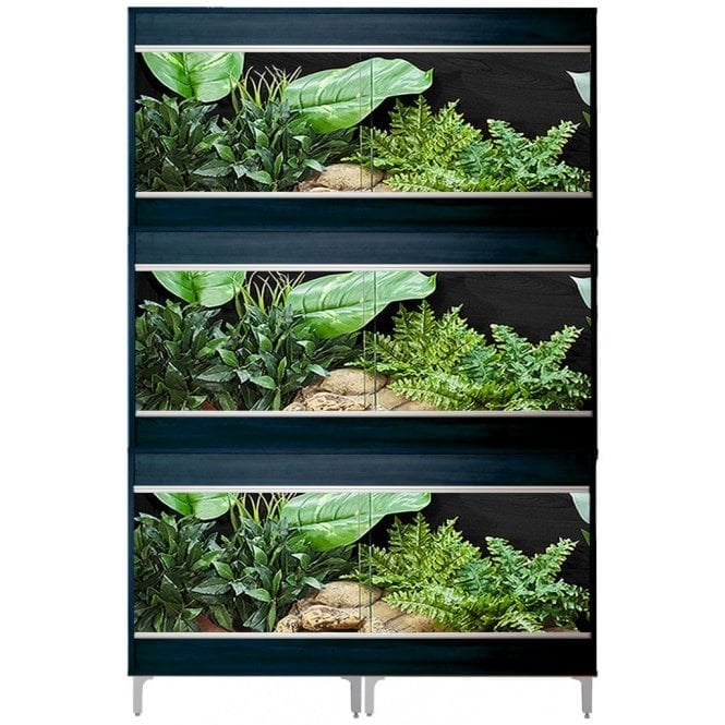VivExotic Repti-Home Vivarium Medium Three Tier Black Bundle